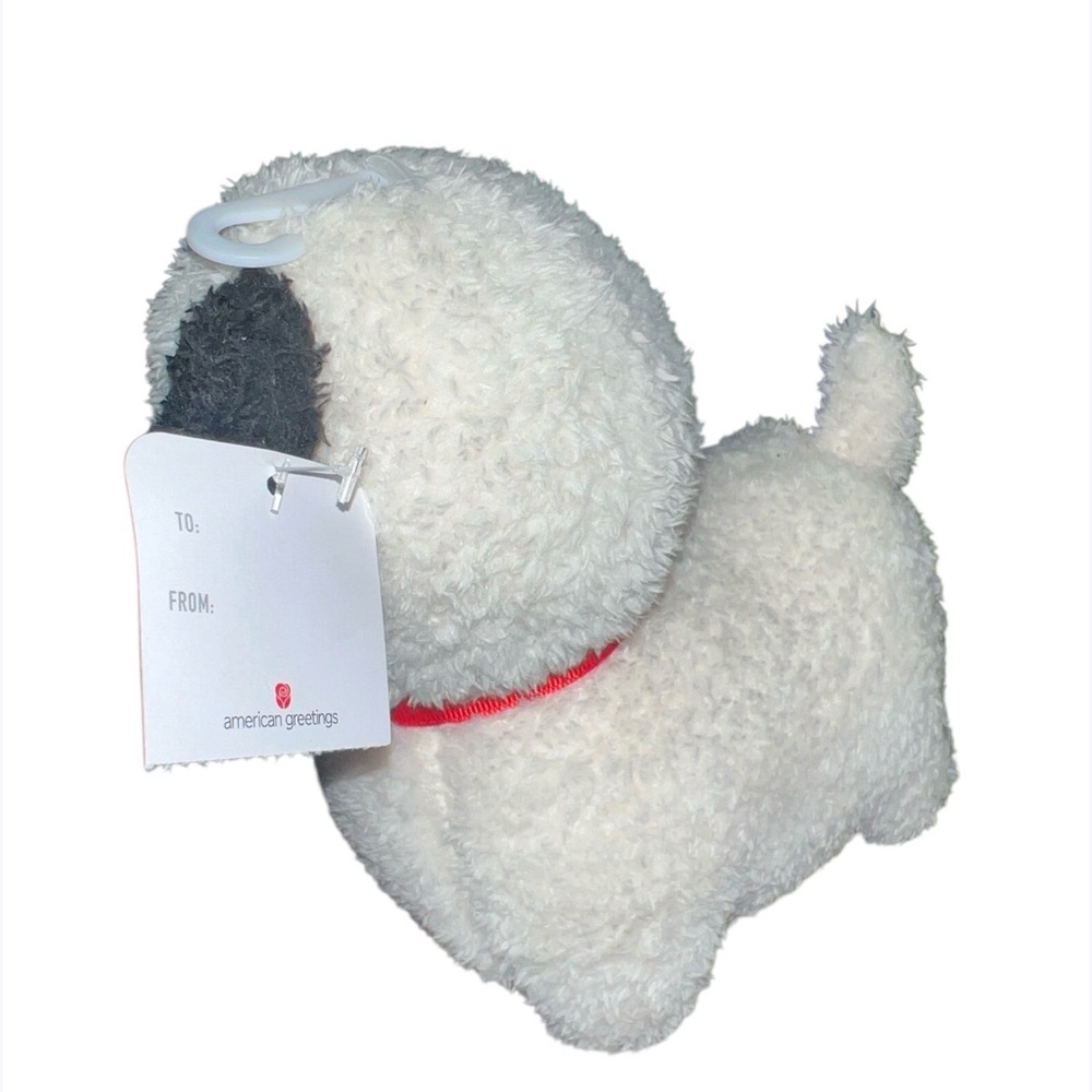 American Greetings White Black Red Heart Chubby Puppy Dog Plush Stuffed Animal - Picture 2 of 3